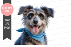 Happy dog with blue bandana clipart Product Image 1