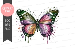 Vibrant watercolor butterfly with paint splatter effect Product Image 1