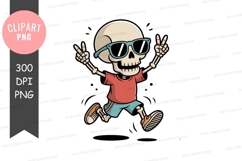Cool running skeleton with sunglasses and peace signs Product Image 1