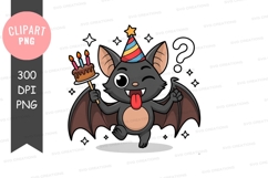 Cute bat birthday celebration clipart Product Image 1