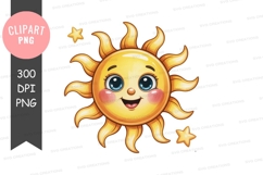 Cute cartoon smiling sun clipart with stars Product Image 1