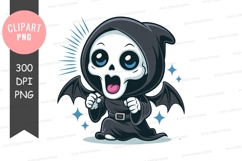 Excited cute grim reaper clipart Product Image 1