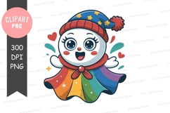 Cheerful character with rainbow cape and star hat Product Image 1