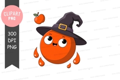 Cute orange halloween witch character clipart Product Image 1