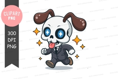 Jumping cartoon skeleton character in suit Product Image 1