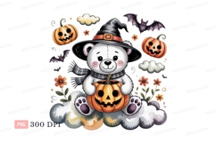 White bear witch holding pumpkin halloween Product Image 1