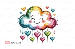 Happy rainbow cloud raining hearts colorful Product Image 1