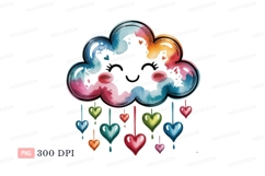 Happy cloud raining hearts colorful Product Image 1