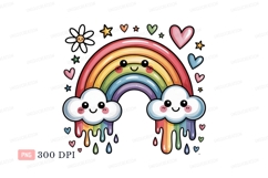 Format: Title: Happy rainbow with smiling clouds and hearts Product Image 1