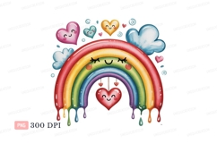 Smiling rainbow hearts clouds colorful Product Image 1