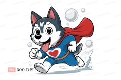 Super dog running red cape blue suit superhero Product Image 1