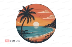 Tropical sunset beach palm trees ocean image Product Image 1