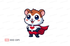 Cute hamster superhero with red cape white Product Image 1