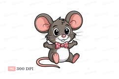 Cute cartoon mouse with pink polka dot bowtie animal Product Image 1