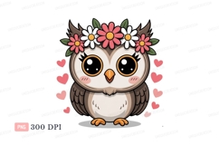 Cute owl wearing flower crown cartoon Product Image 1