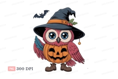 Cute owl witch with pumpkin costume image Product Image 1