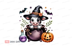 Cute cow witch cauldron potion pumpkin image Product Image 1