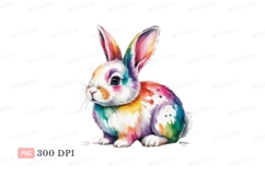 Colorful bunny watercolor art rabbit Product Image 1