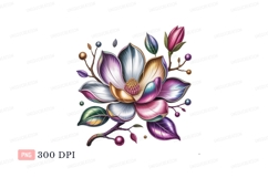 Iridescent flower bloom with bud metallic Product Image 1