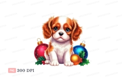 Adorable puppy with festive ornaments canine animal Product Image 1