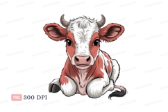 Red white spotted calf resting image Product Image 1
