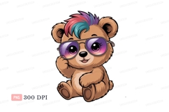 Cool bear with colorful hair and sunglasses teddy cute Product Image 1