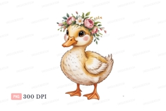 Fluffy duckling wearing floral crown yellow pink Product Image 1