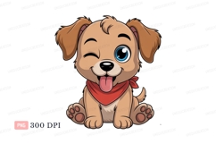 Happy puppy winking wearing red bandana cute animal Product Image 1