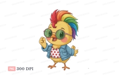 Yellow chick with rainbow mohawk and glasses image Product Image 1