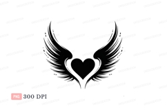 Winged heart silhouette wings love Product Image 1