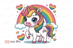 Black unicorn rainbow hearts pink Product Image 1