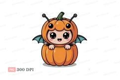 Cute pumpkin creature with bat wings image Product Image 1