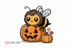 Cute bee on jack o lantern pumpkin halloween Product Image 1