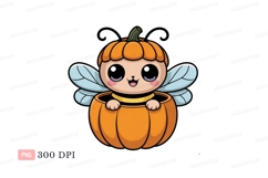 Cute bee in pumpkin costume halloween Product Image 1