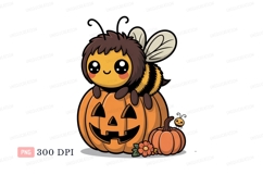 Cute bee on jack o lantern pumpkin halloween Product Image 1