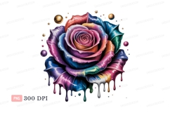Vibrant rainbow rose dripping colors image Product Image 1