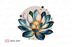 Blue white pink lotus gold accents flower Product Image 1