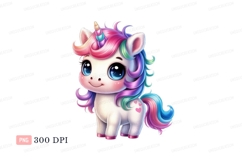 Adorable Unicorn With Rainbow Mane fantasy magical Product Image 1