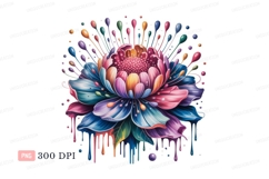 Vibrant blooming flower with colorful drips petals Product Image 1