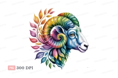 Ram Horns Leaves Rainbow Colors image Product Image 1