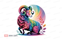 Colorful ram with rainbow crescent sheep Product Image 1