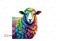 Rainbow sheep portrait colorful wool Product Image 1