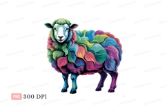 Colorful wool sheep standing rainbow animal Product Image 1