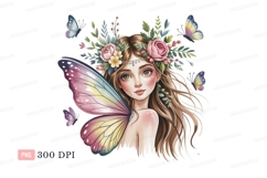 Fairy girl adorned with flowers and butterflies fantasy Product Image 1