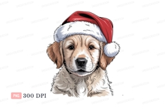 Golden retriever puppy wearing santa hat image Product Image 1