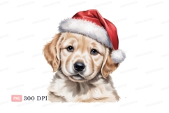 Golden Retriever puppy wearing Santa hat canine Product Image 1