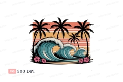 Tropical ocean waves and palm trees surf beach Product Image 1