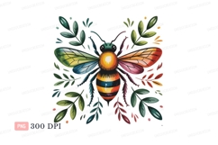 Colorful bee surrounded by leaves insect wings Product Image 1