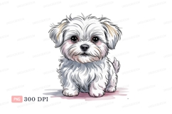 Fluffy white dog with big eyes puppy cute Product Image 1