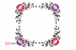 Pink purple roses floral border image Product Image 1